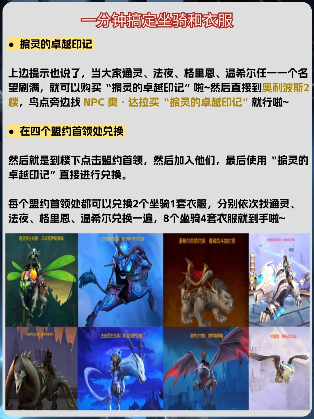 魔兽世界：暗影国度坐骑、衣服幻化拿法攻略