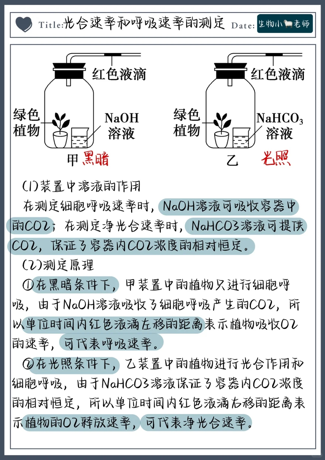 一图搞定光合呼吸速率，这个装置必须会✅