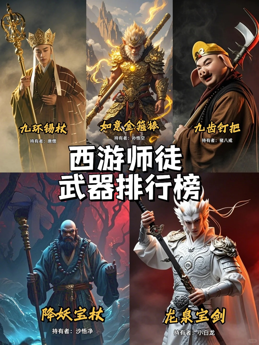 【西游神话】唐僧师徒武器战力排行