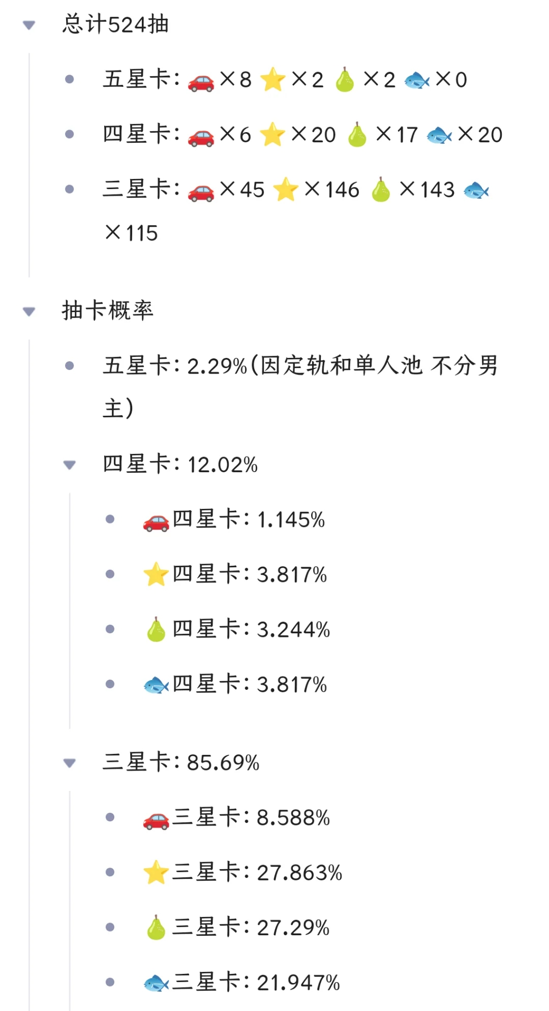 直观看彻推抽卡概率