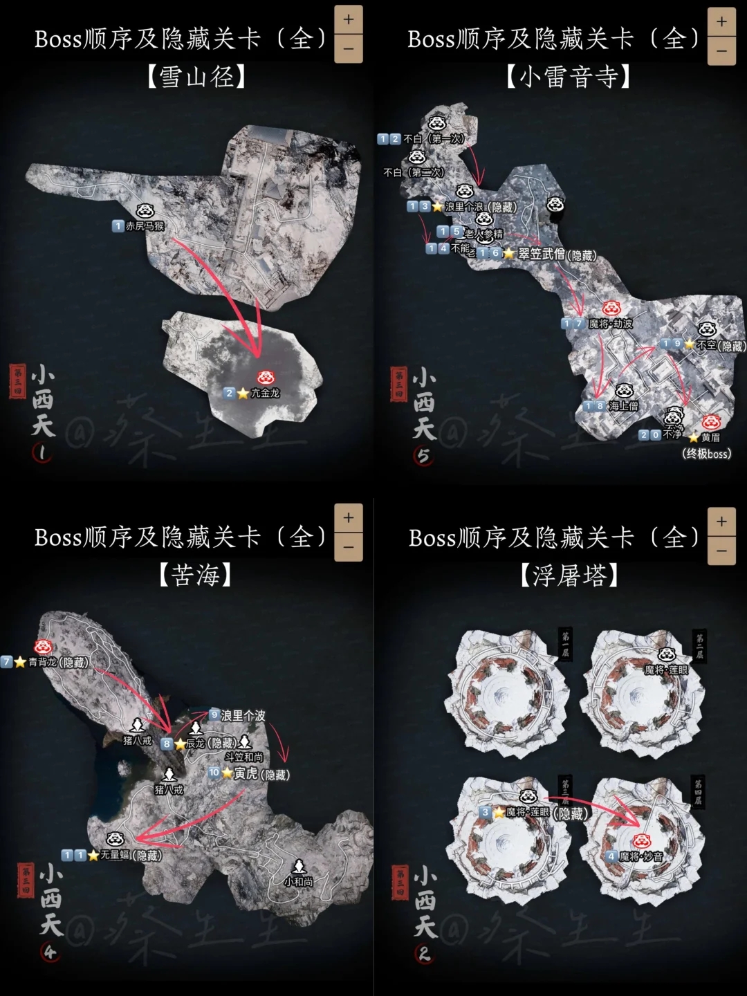 黑神话悟空：小西天地图🗺️（boss顺序及打法）